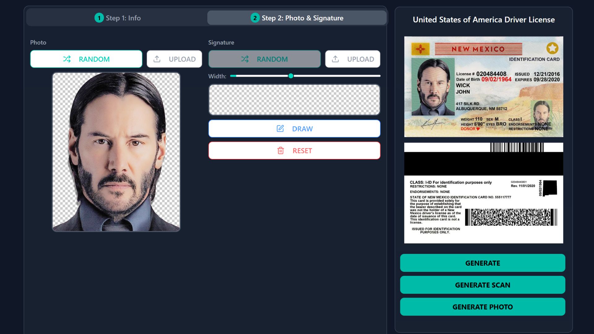Step-by-step guide showing how to use OnlyFake driver license generator interface for educational template creation